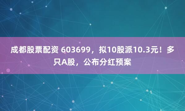 成都股票配资 603699,拟10股派10.3元!多只A股,公布分红预案